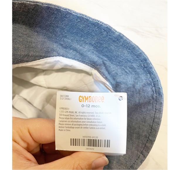 NWT Gymboree Denim Bucket Hat with Pink Flowers and Bow Size 0-12 months - Picture 4 of 7